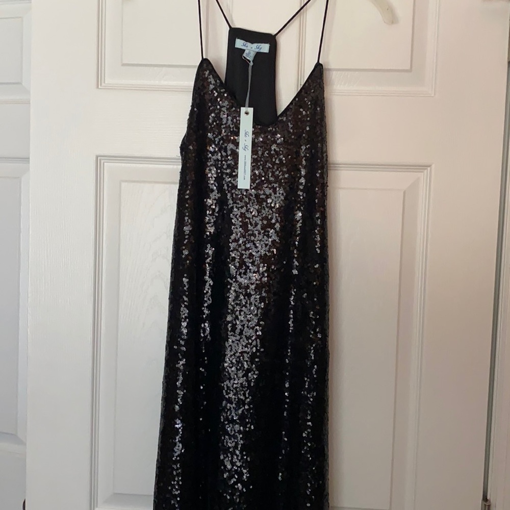 She + Sky Black Sequined Dress